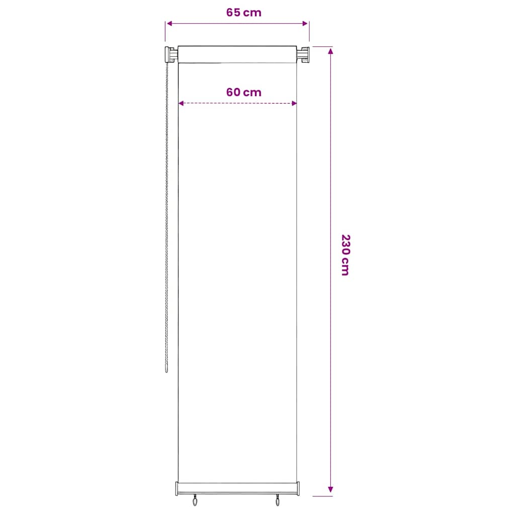 Rolgordijn voor buiten 65(B)x230(H) cm HDPE crèmekleurig is nu te koop bij PeponiXL, paradijselijk wonen!