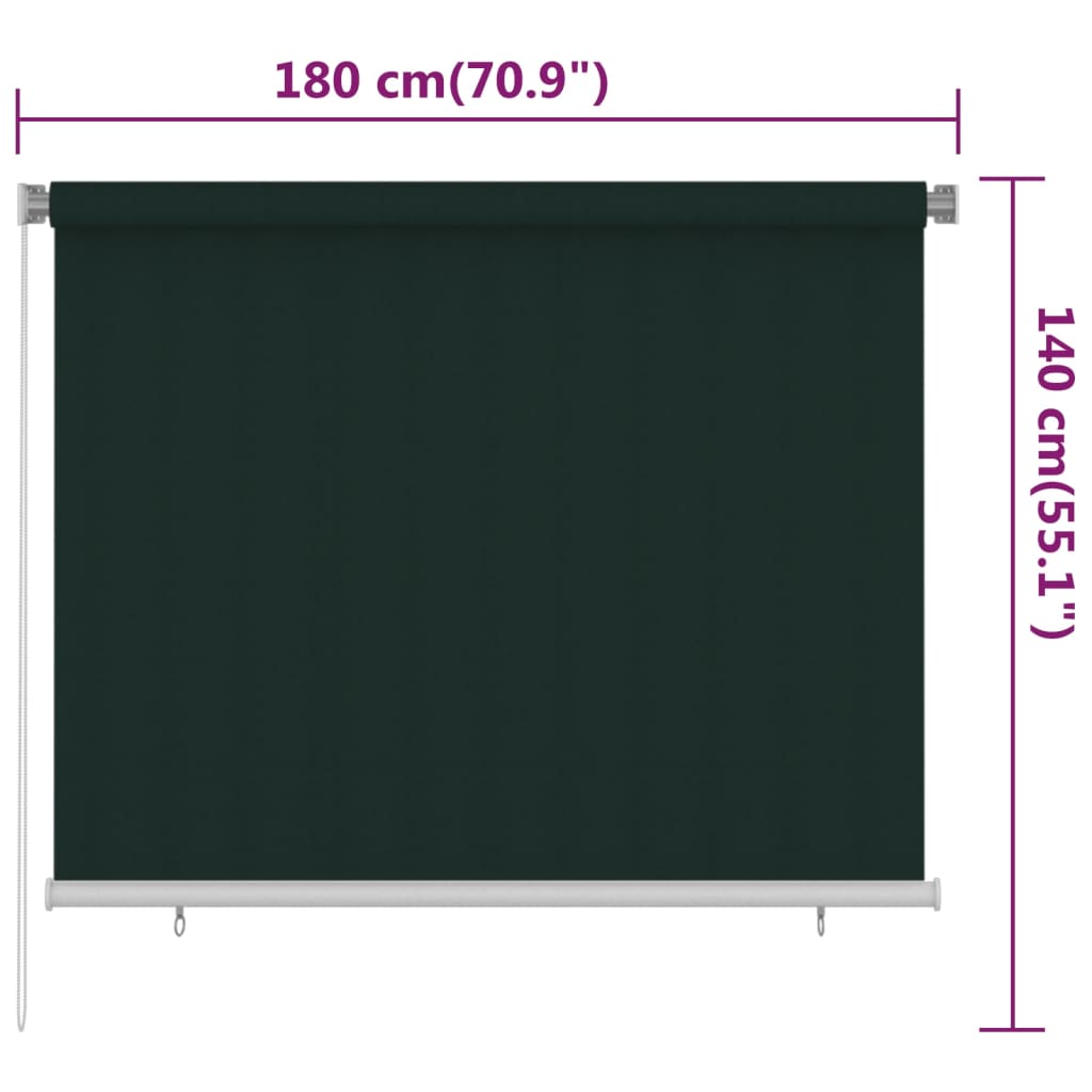 Rolgordijn voor buiten 185(B)x140(H) cm HDPE donkergroen is nu te koop bij PeponiXL, paradijselijk wonen!