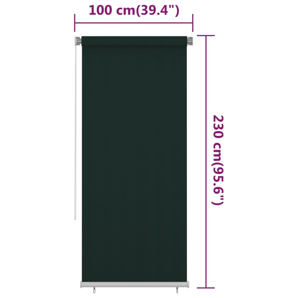 Rolgordijn voor buiten 105(B)x230(H) cm HDPE donkergroen is nu te koop bij PeponiXL, paradijselijk wonen!