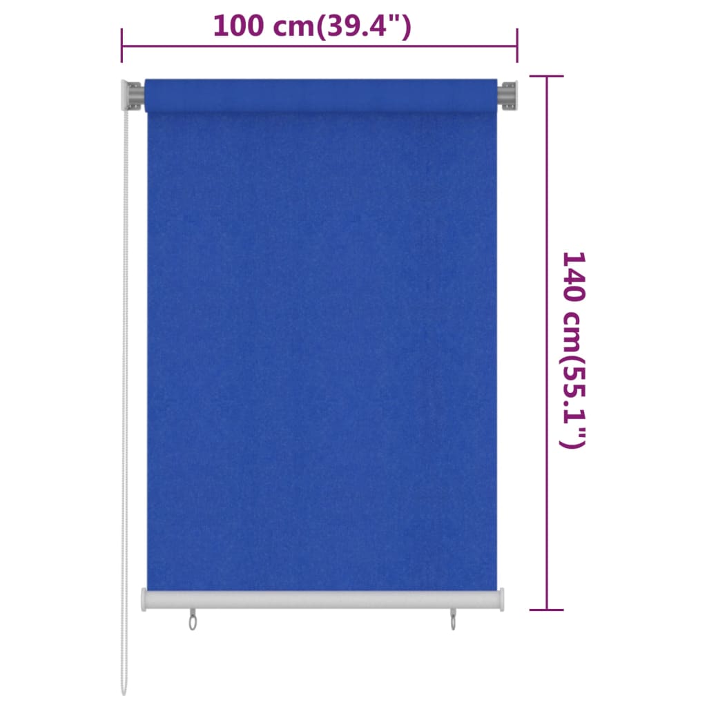 Rolgordijn voor buiten 105(B)x140(H) cm HDPE blauw is nu te koop bij PeponiXL, paradijselijk wonen!