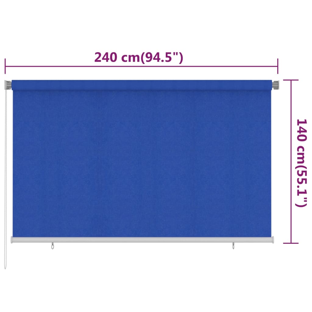Rolgordijn voor buiten 245(B)x140(H) cm HDPE blauw is nu te koop bij PeponiXL, paradijselijk wonen!
