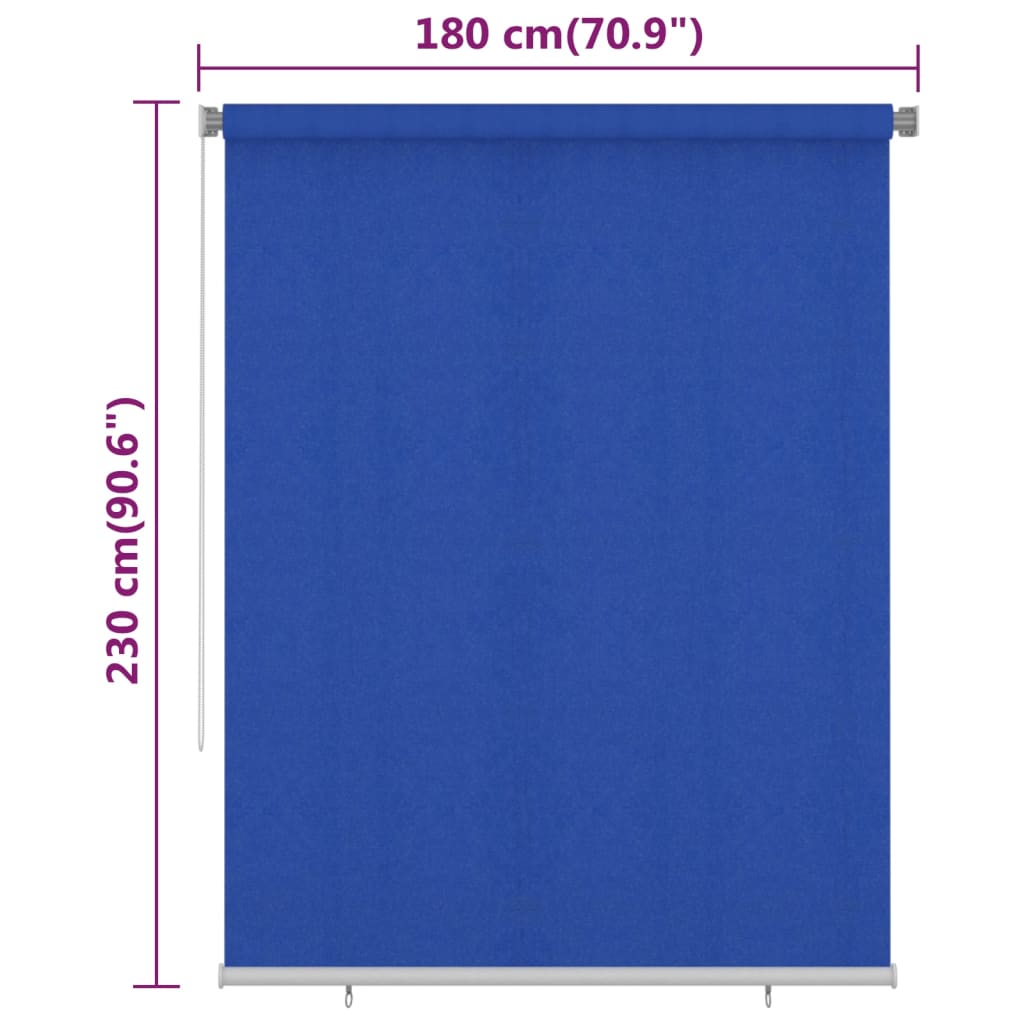 Rolgordijn voor buiten 185(B)x230(H) cm HDPE blauw is nu te koop bij PeponiXL, paradijselijk wonen!