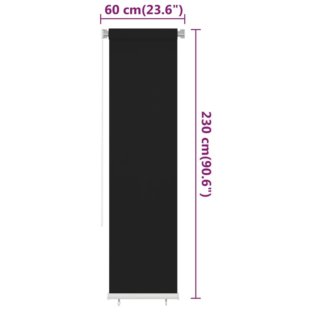 Rolgordijn voor buiten 65(B)x230(H) cm HDPE zwart is nu te koop bij PeponiXL, paradijselijk wonen!