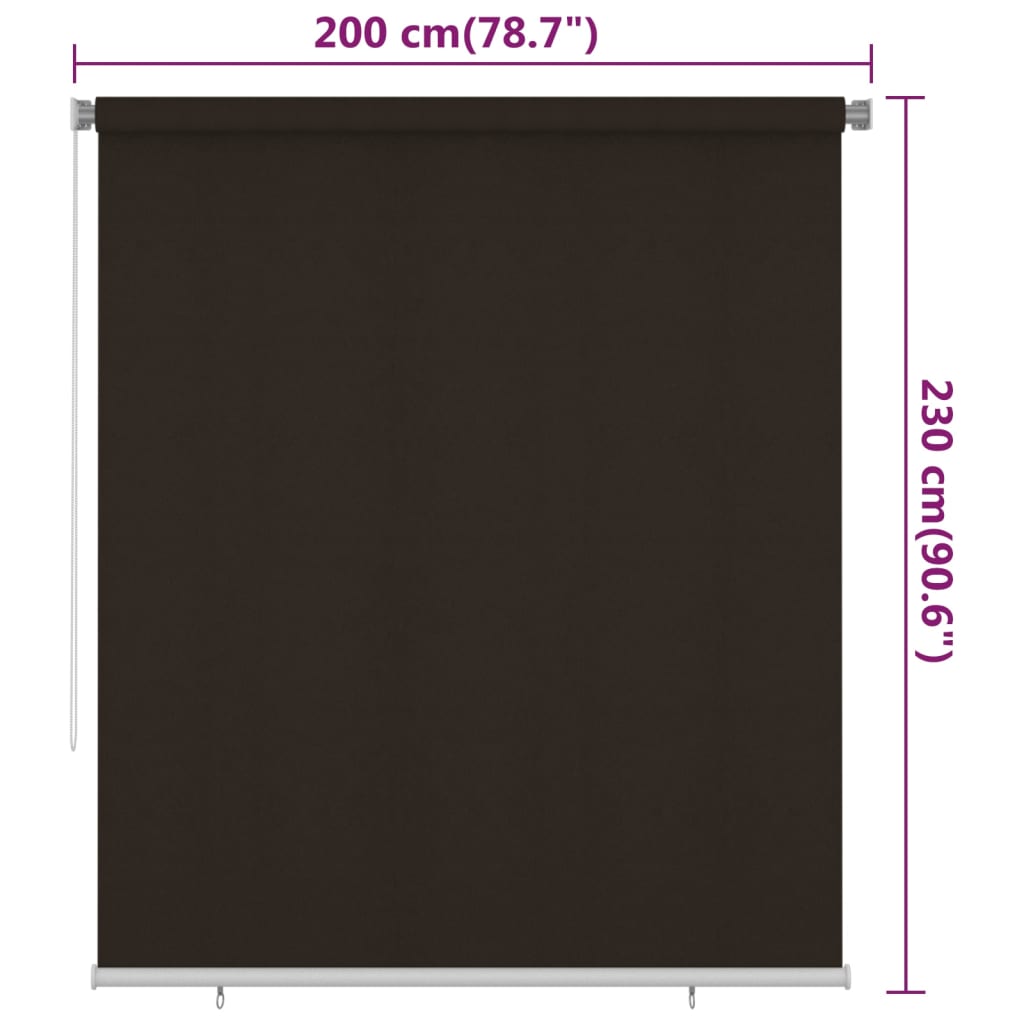 Rolgordijn voor buiten 205(B)x230(H) cm HDPE bruin is nu te koop bij PeponiXL, paradijselijk wonen!
