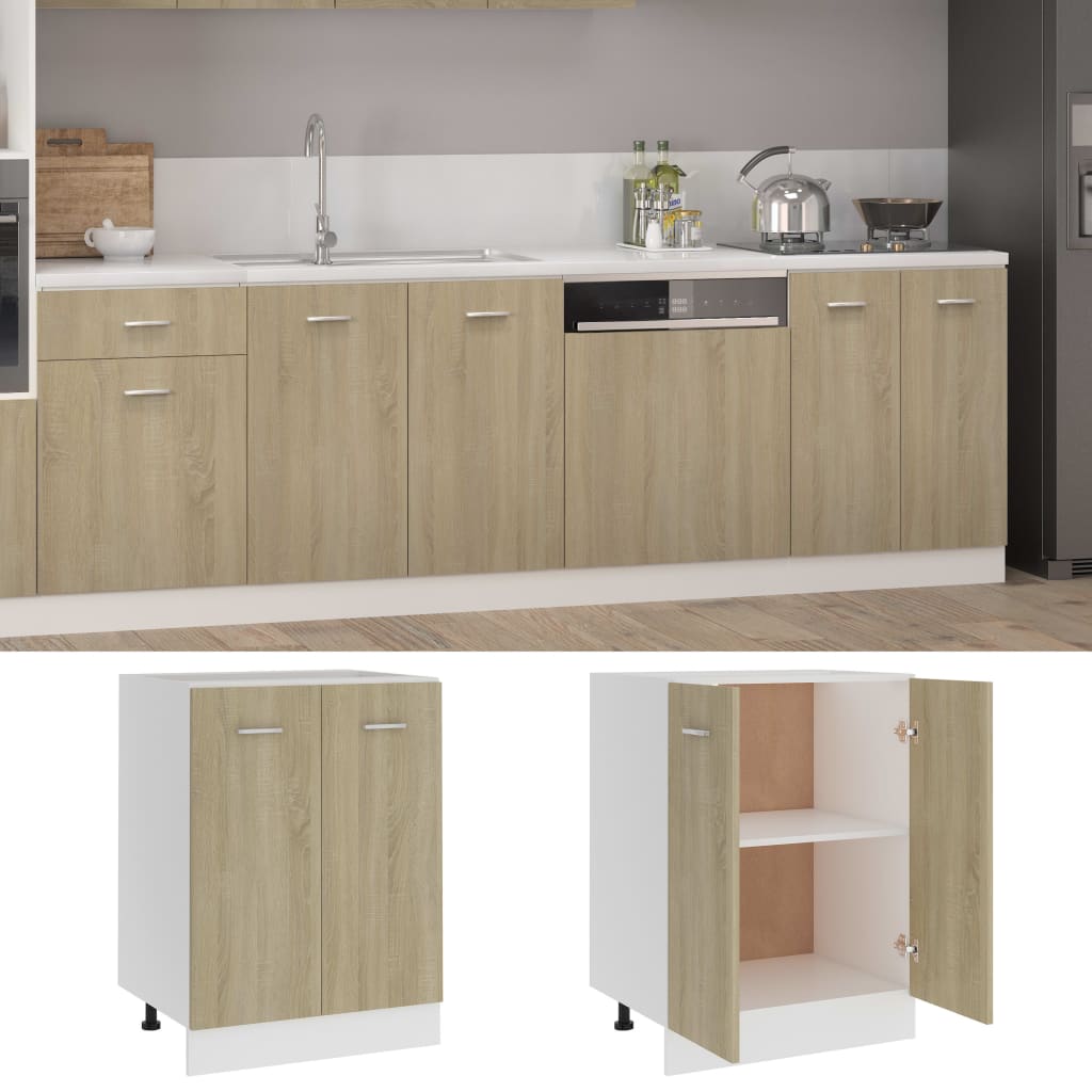 Onderkast Lyon 60x46x81,5 cm bewerkt hout sonoma eikenkleurig is nu te koop bij PeponiXL, paradijselijk wonen!