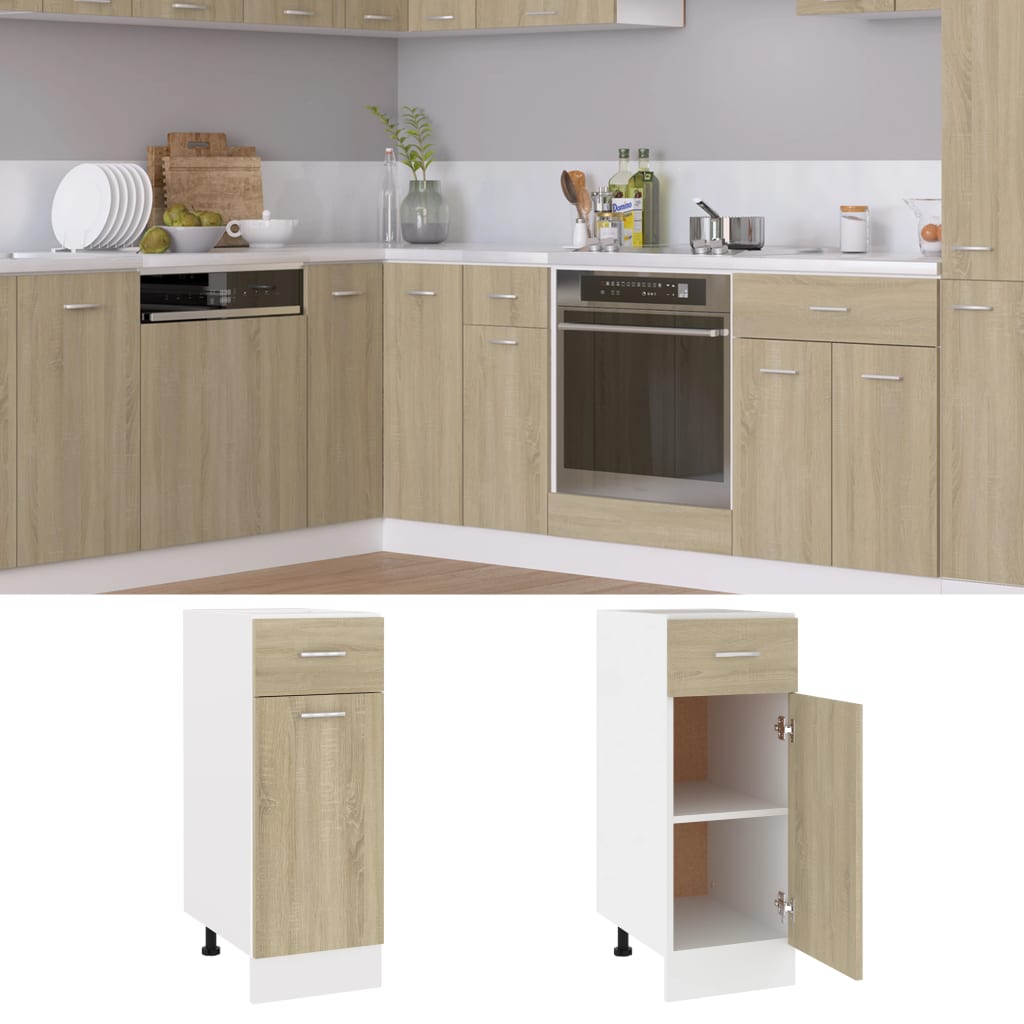 Onderkast met lade Lyon 30x46x81,5 cm bewerkt hout sonoma eiken is nu te koop bij PeponiXL, paradijselijk wonen!