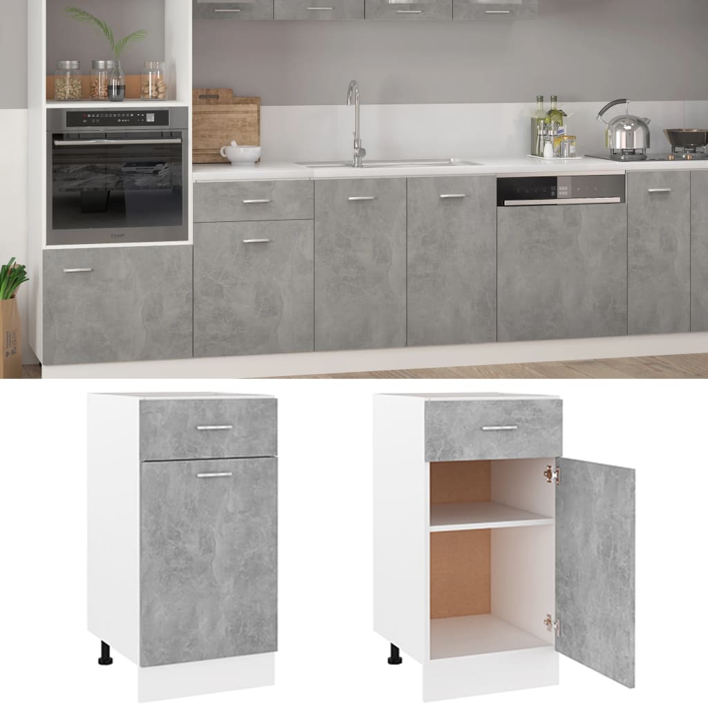 Onderkast met lade 40x46x81,5 cm bewerkt hout betongrijs is nu te koop bij PeponiXL, paradijselijk wonen!