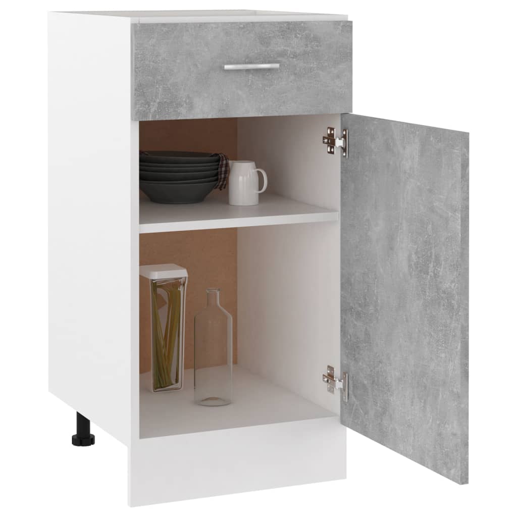 Onderkast met lade 40x46x81,5 cm bewerkt hout betongrijs is nu te koop bij PeponiXL, paradijselijk wonen!