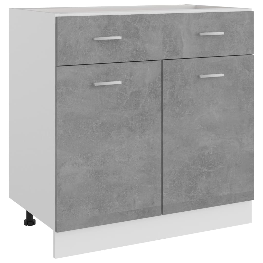 Onderkast met lade 80x46x81,5 cm bewerkt hout betongrijs is nu te koop bij PeponiXL, paradijselijk wonen!