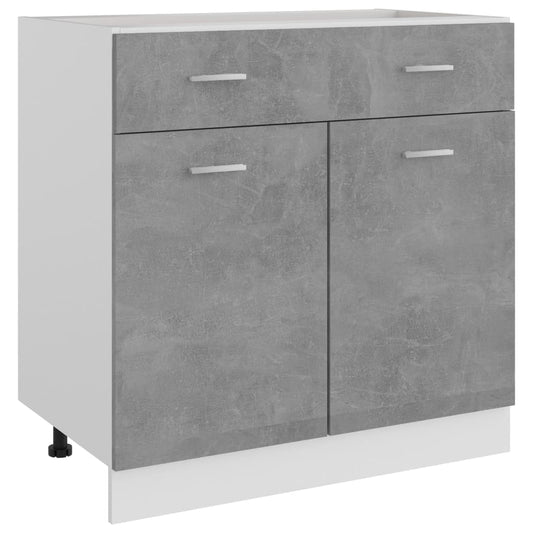 Onderkast met lade 80x46x81,5 cm bewerkt hout betongrijs is nu te koop bij PeponiXL, paradijselijk wonen!