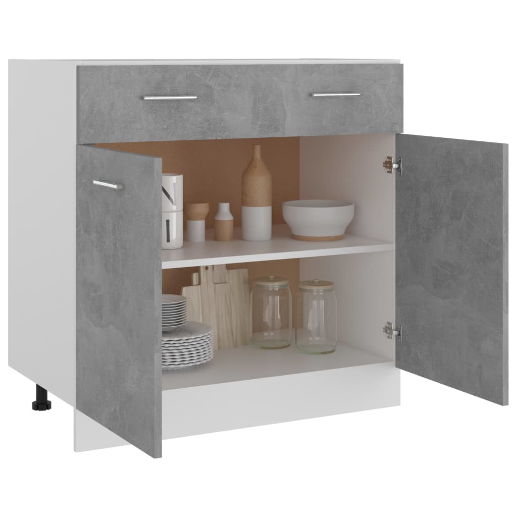 Onderkast met lade 80x46x81,5 cm bewerkt hout betongrijs is nu te koop bij PeponiXL, paradijselijk wonen!