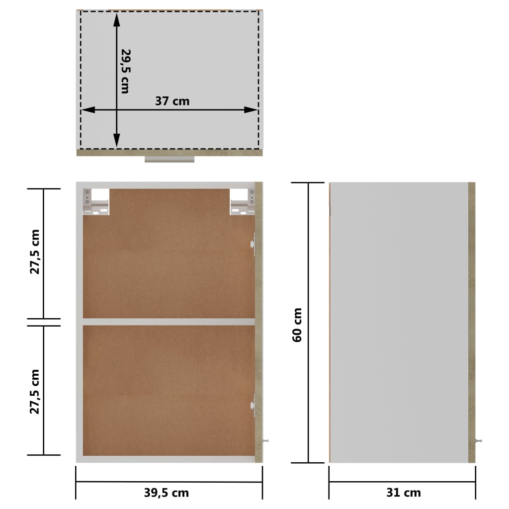 Bovenkast Lyon 39,5x31x60 cm bewerkt hout sonoma eikenkleurig is nu te koop bij PeponiXL, paradijselijk wonen!
