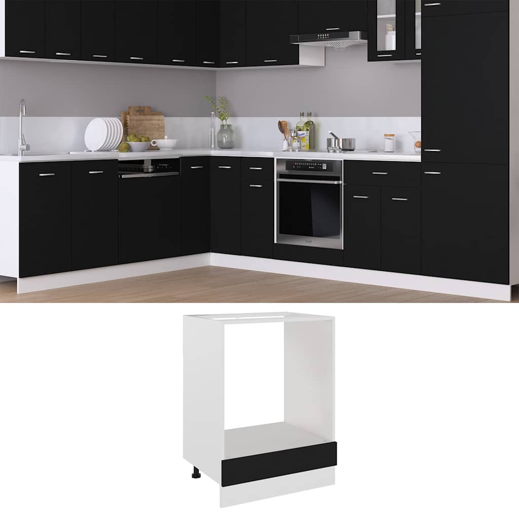 Ovenkast Lyon 60x46x81,5 cm bewerkt hout zwart is nu te koop bij PeponiXL, paradijselijk wonen!