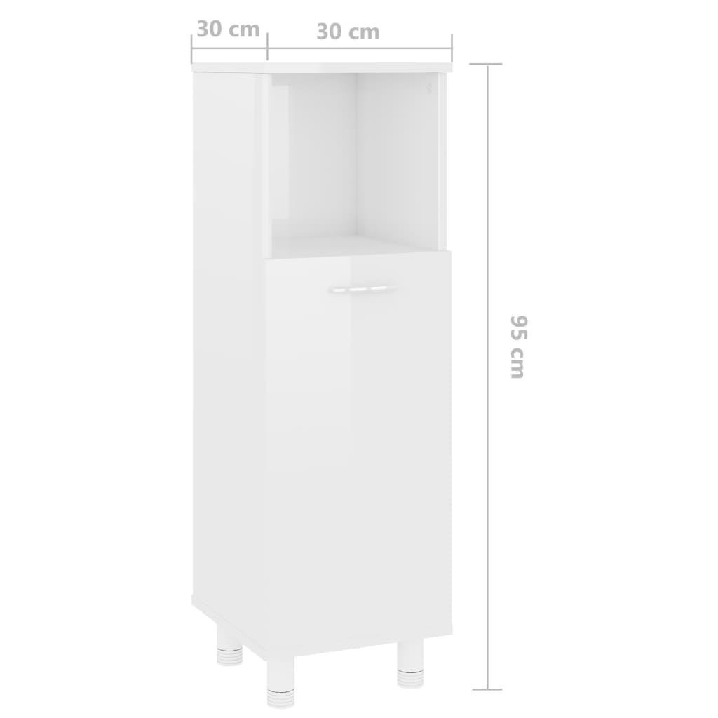 Badkamerkast 30x30x95 cm spaanplaat hoogglans wit is nu te koop bij PeponiXL, paradijselijk wonen!