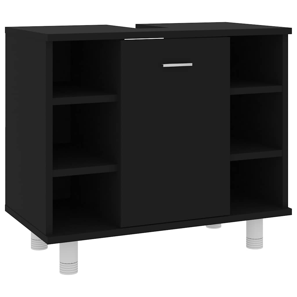 Badkamerkast 60x32x53,5 cm bewerkt hout zwart is nu te koop bij PeponiXL, paradijselijk wonen!