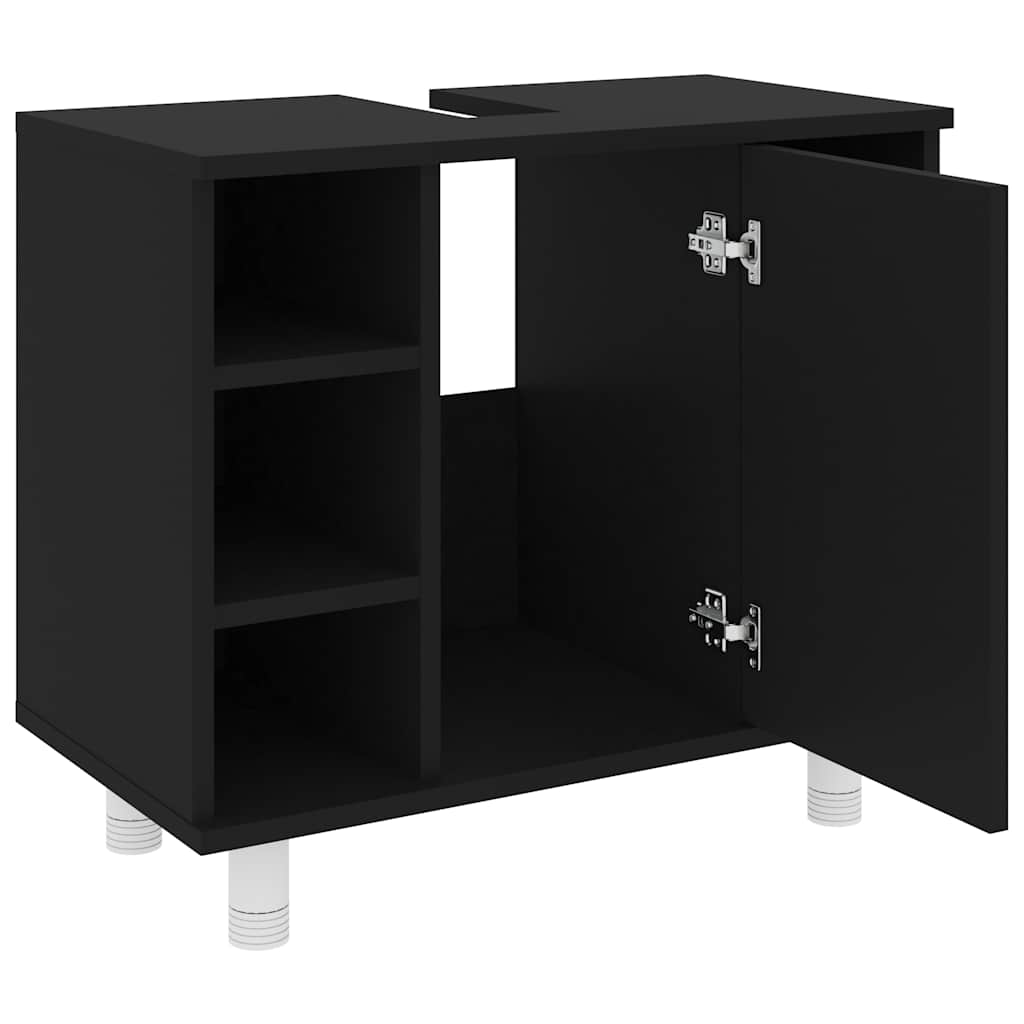 Badkamerkast 60x32x53,5 cm bewerkt hout zwart is nu te koop bij PeponiXL, paradijselijk wonen!