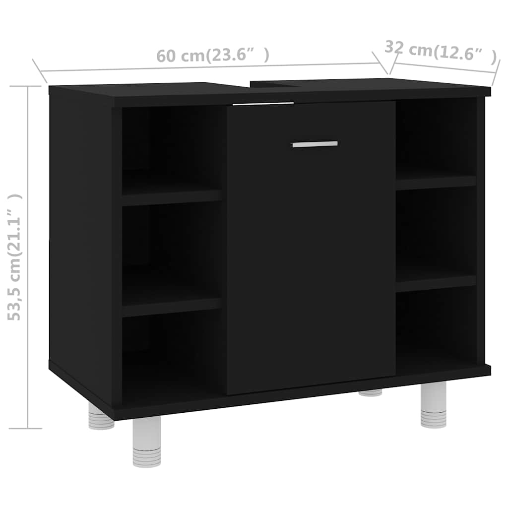 Badkamerkast 60x32x53,5 cm bewerkt hout zwart is nu te koop bij PeponiXL, paradijselijk wonen!