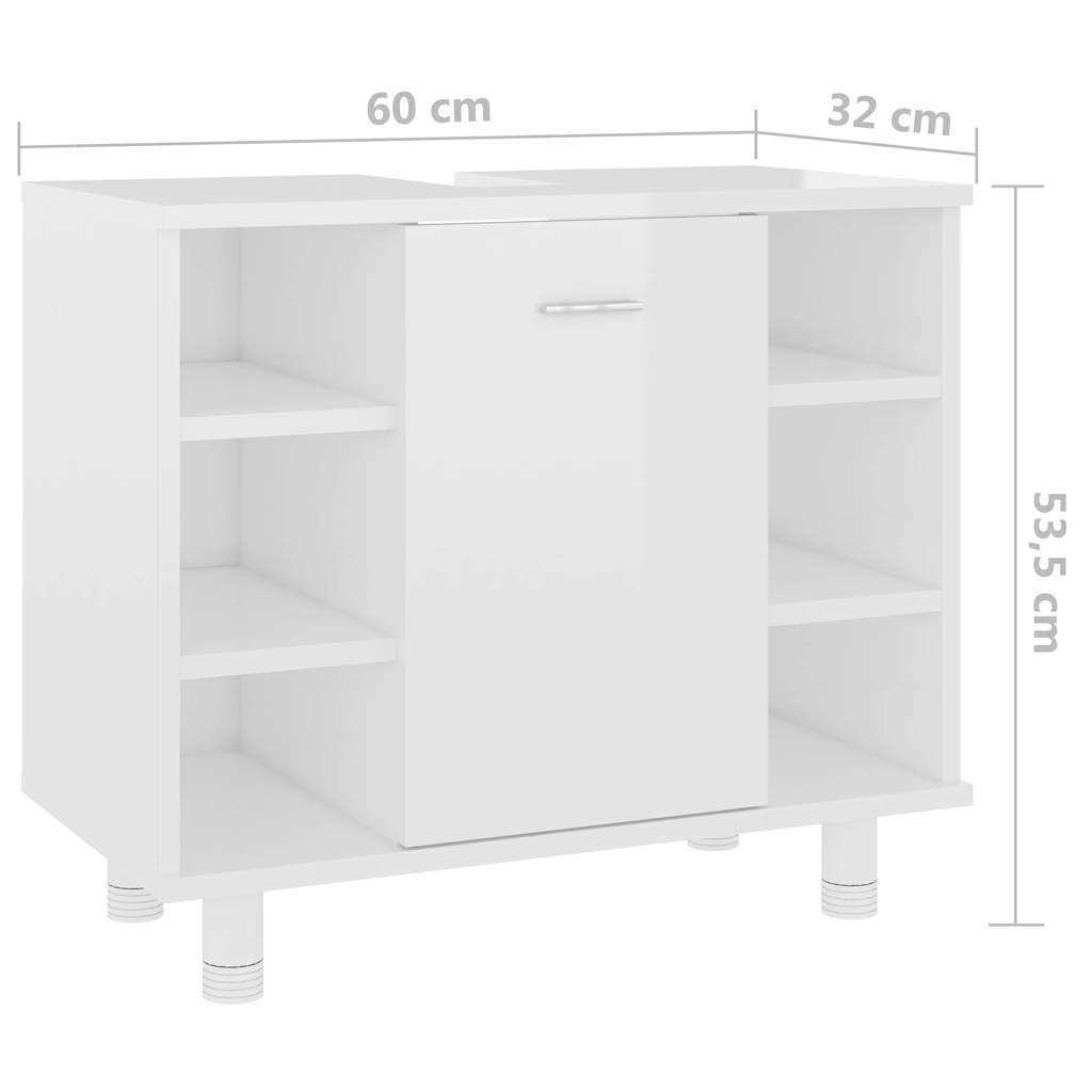 Badkamerkast 60x32x53,5 cm bewerkt hout hoogglans wit is nu te koop bij PeponiXL, paradijselijk wonen!