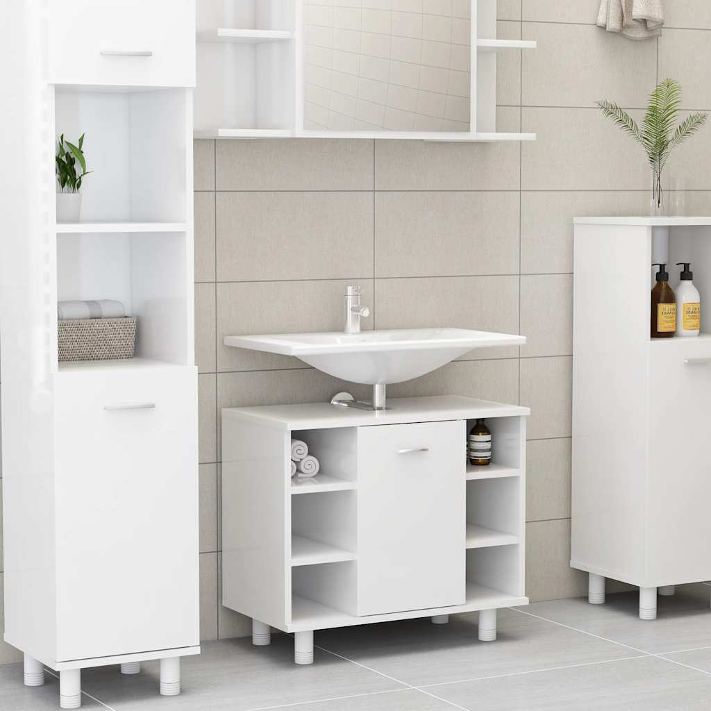 Badkamerkast 60x32x53,5 cm bewerkt hout hoogglans wit is nu te koop bij PeponiXL, paradijselijk wonen!