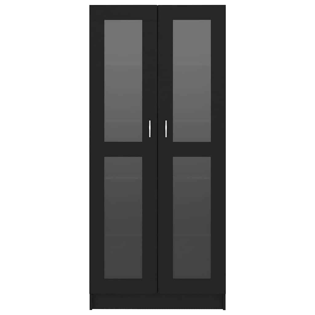 Vitrinekast 82,5x30,5x185 cm bewerkt hout zwart is nu te koop bij PeponiXL, paradijselijk wonen!