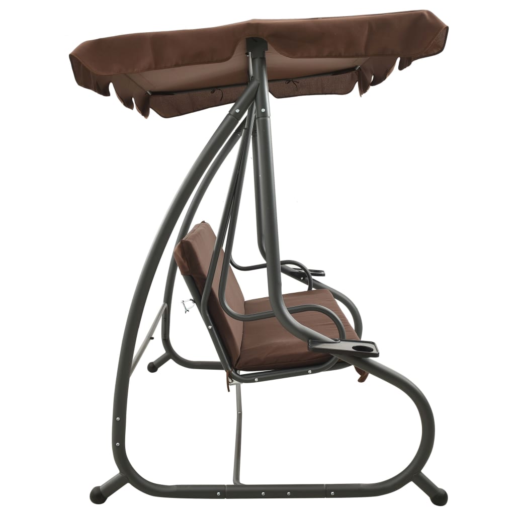 Schommelbank voor buiten met luifel koffiekleurig is nu te koop bij PeponiXL, paradijselijk wonen!