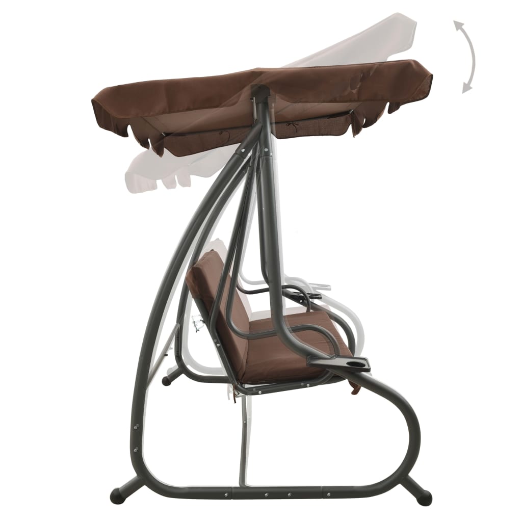 Schommelbank voor buiten met luifel koffiekleurig is nu te koop bij PeponiXL, paradijselijk wonen!