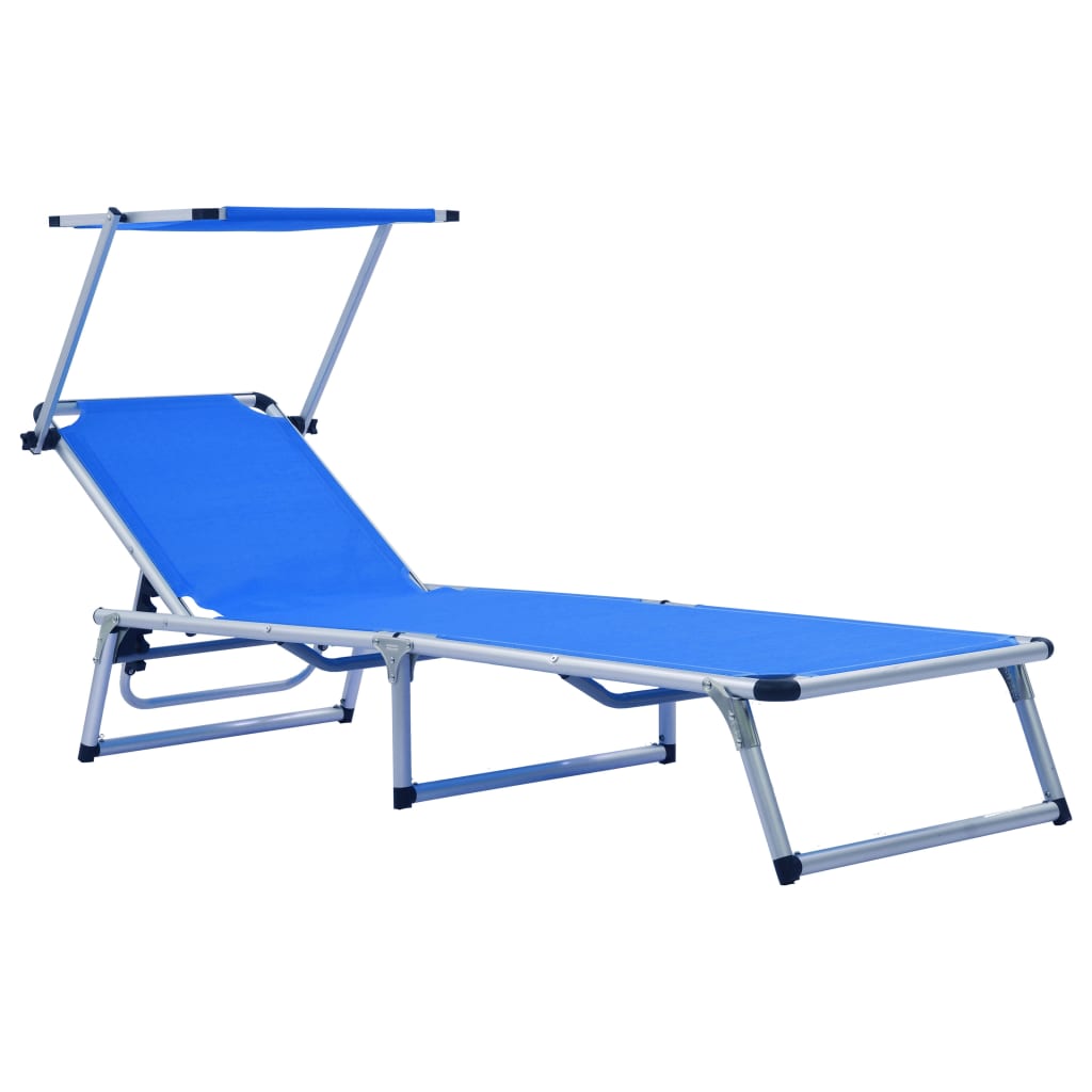 Ligbedden inklapbaar met dak 2 st aluminium en textileen blauw is nu te koop bij PeponiXL, paradijselijk wonen!