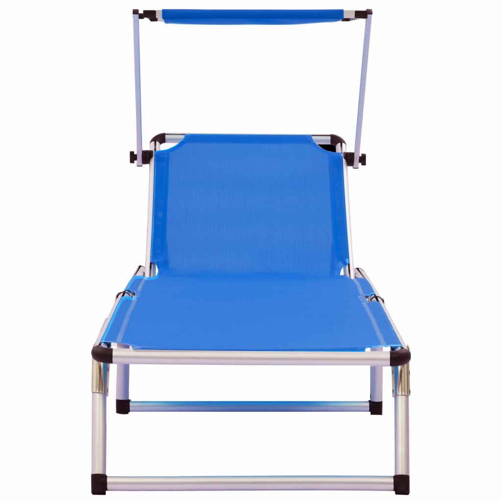 Ligbedden inklapbaar met dak 2 st aluminium en textileen blauw is nu te koop bij PeponiXL, paradijselijk wonen!