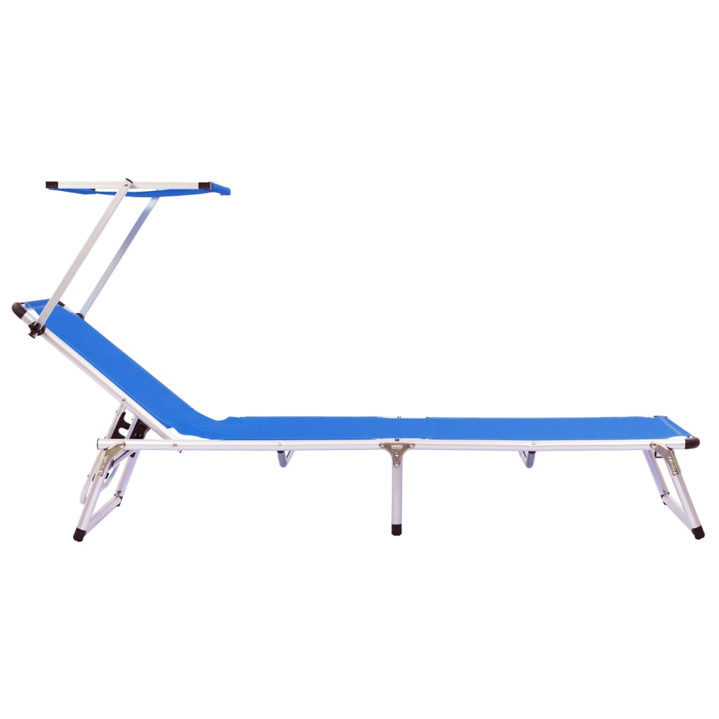 Ligbedden inklapbaar met dak 2 st aluminium en textileen blauw is nu te koop bij PeponiXL, paradijselijk wonen!