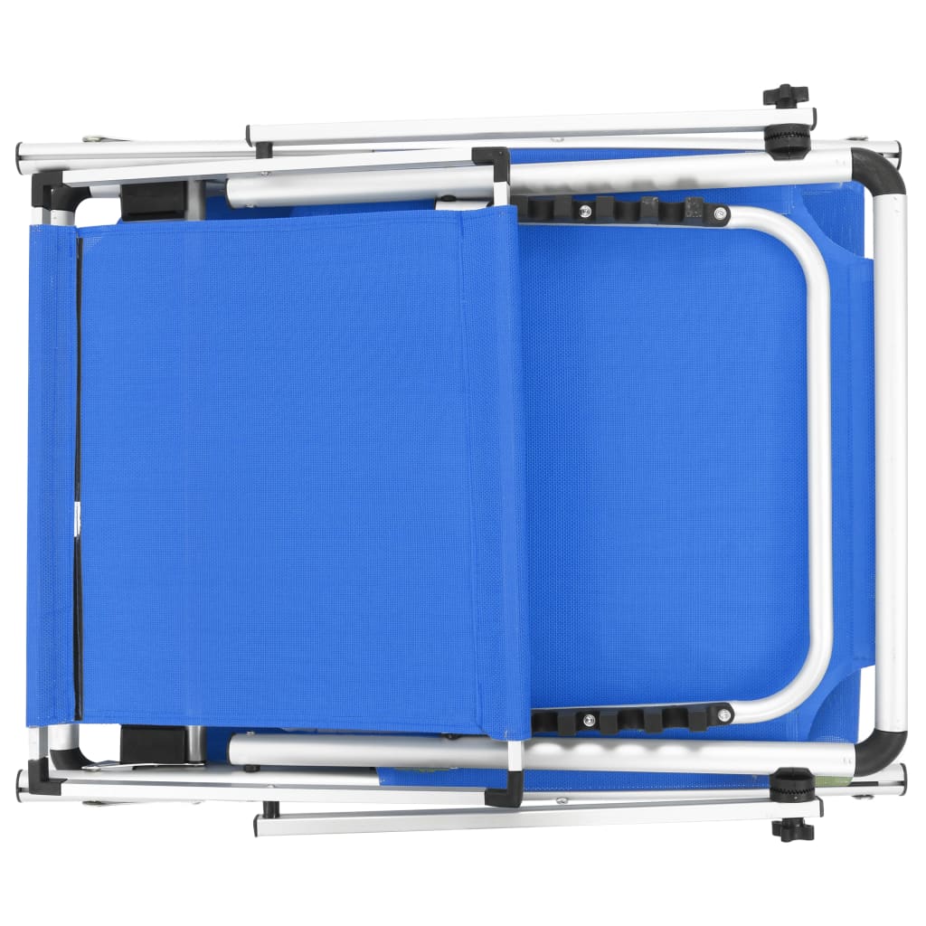 Ligbedden inklapbaar met dak 2 st aluminium en textileen blauw is nu te koop bij PeponiXL, paradijselijk wonen!