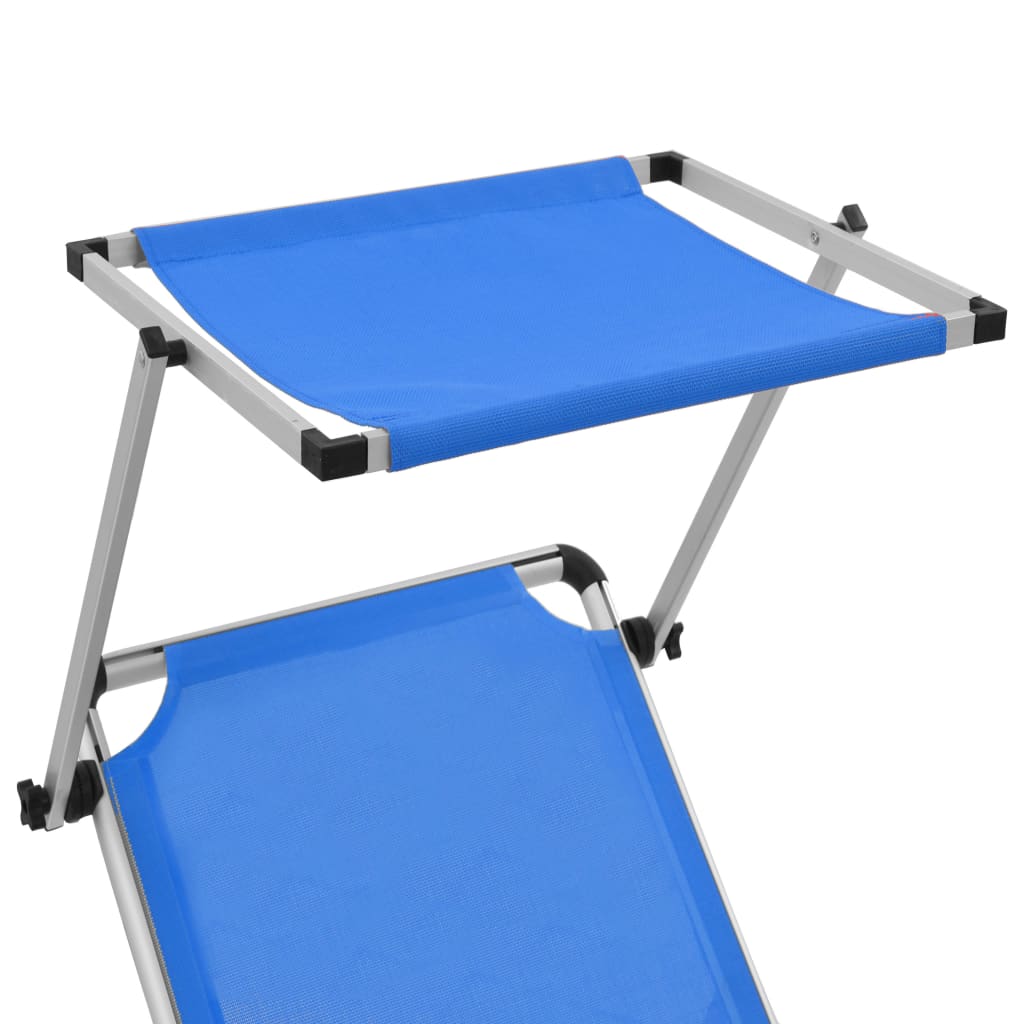 Ligbedden inklapbaar met dak 2 st aluminium en textileen blauw is nu te koop bij PeponiXL, paradijselijk wonen!