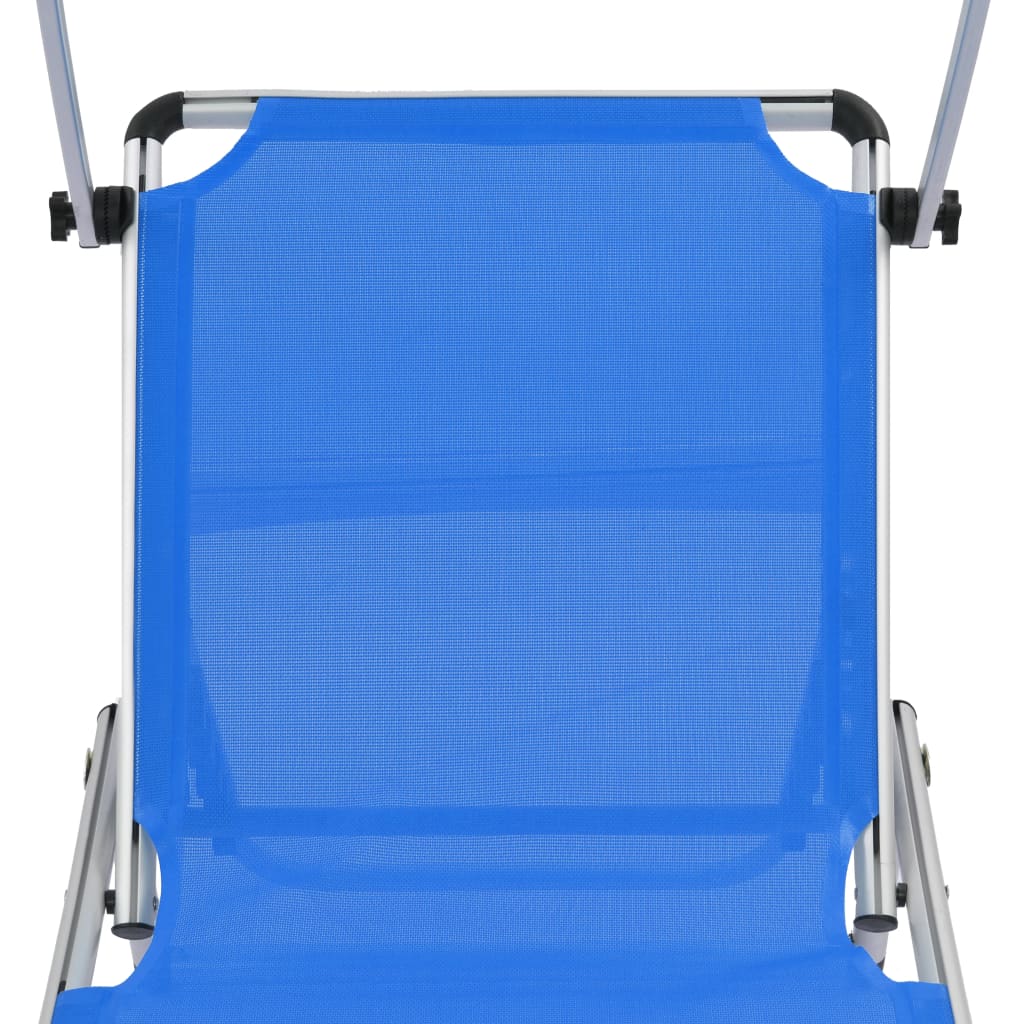 Ligbedden inklapbaar met dak 2 st aluminium en textileen blauw is nu te koop bij PeponiXL, paradijselijk wonen!