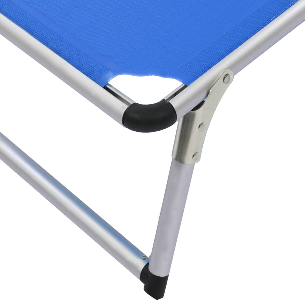 Ligbedden inklapbaar met dak 2 st aluminium en textileen blauw is nu te koop bij PeponiXL, paradijselijk wonen!