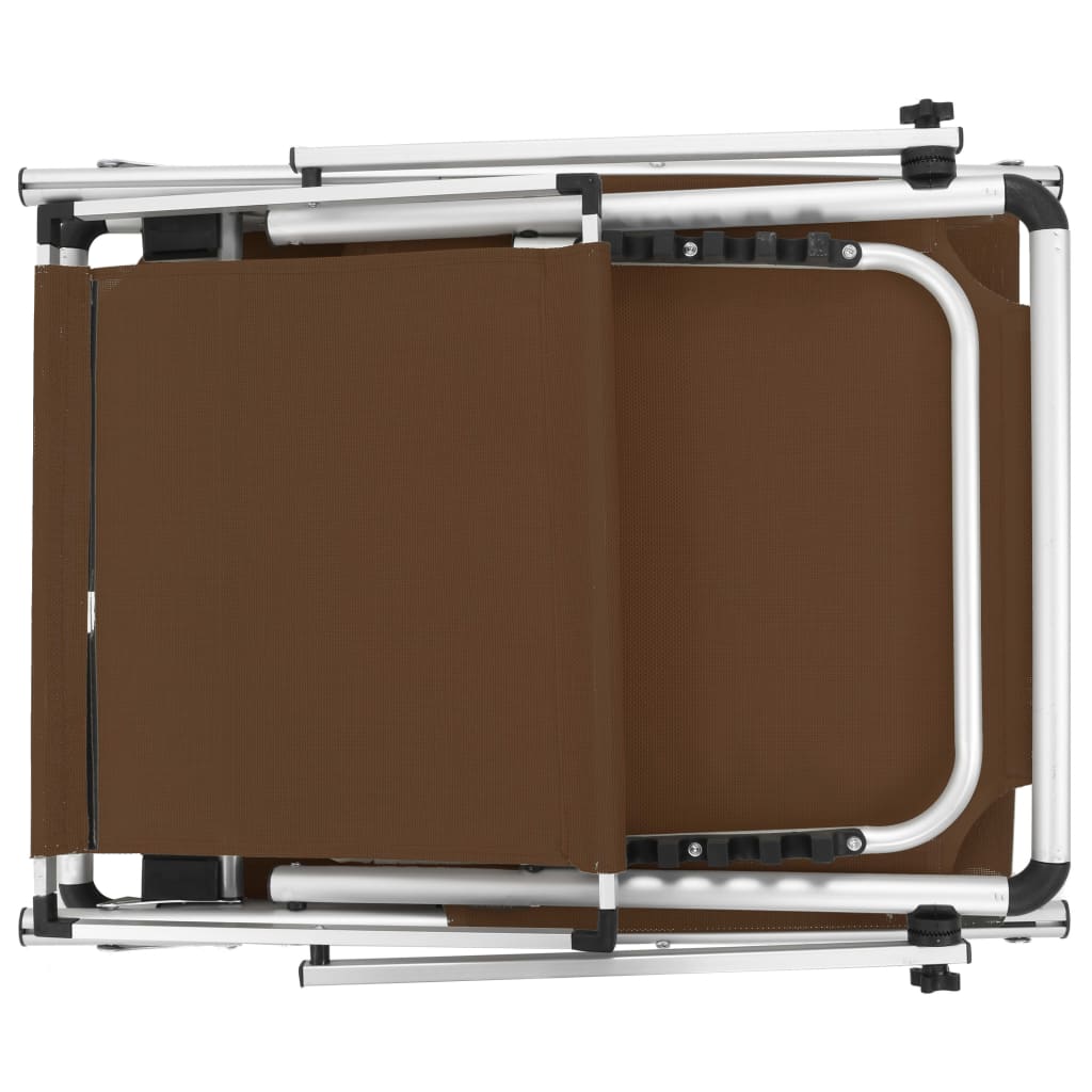 Ligbedden inklapbaar met dak 2 st aluminium en textileen bruin is nu te koop bij PeponiXL, paradijselijk wonen!
