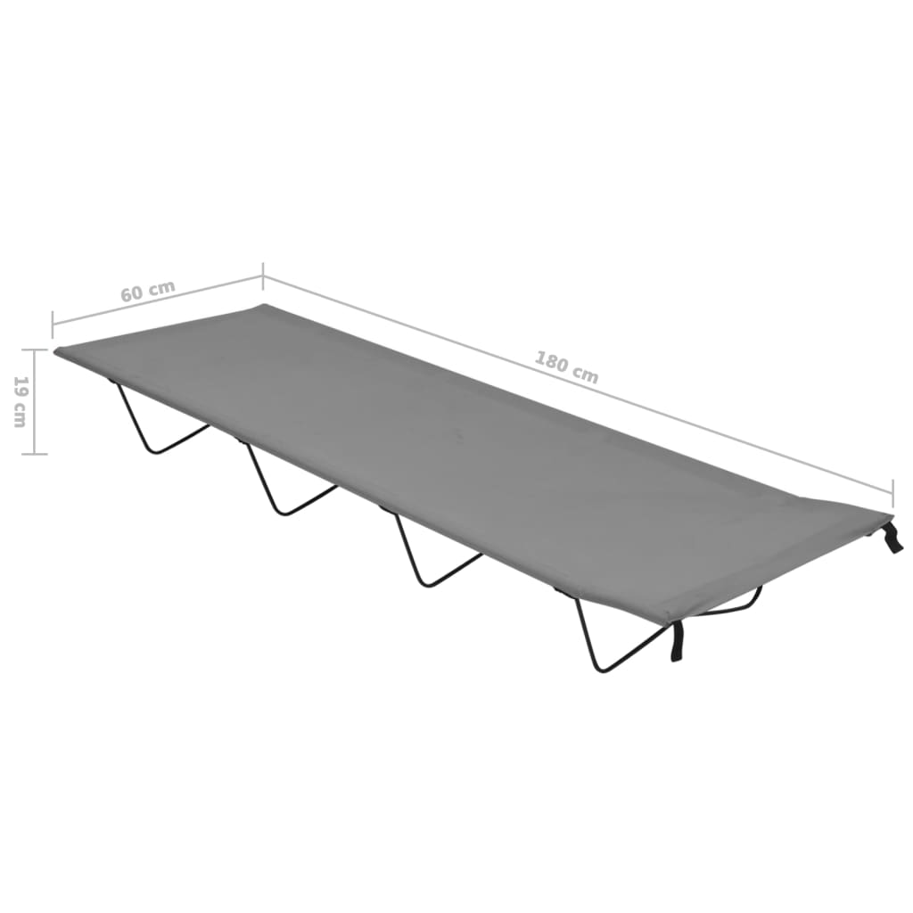 Campingbed 180x60x19 cm oxford stof en staal grijs is nu te koop bij PeponiXL, paradijselijk wonen!