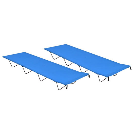 Campingbedden 2 st 180x60x19 cm oxford stof en staal blauw is nu te koop bij PeponiXL, paradijselijk wonen!