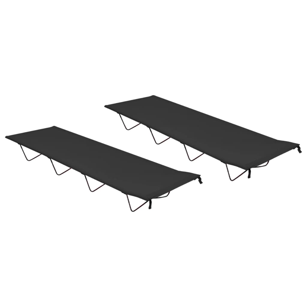 Campingbedden 2 st 180x60x19 cm oxford stof en staal zwart is nu te koop bij PeponiXL, paradijselijk wonen!