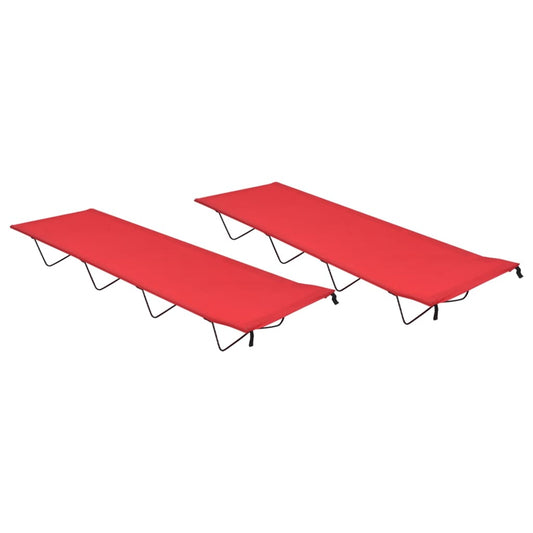 Campingbedden 2 st 180x60x19 cm oxford stof en staal rood is nu te koop bij PeponiXL, paradijselijk wonen!