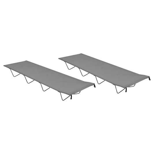 Campingbedden 2 st 180x60x19 cm oxford stof en staal grijs is nu te koop bij PeponiXL, paradijselijk wonen!