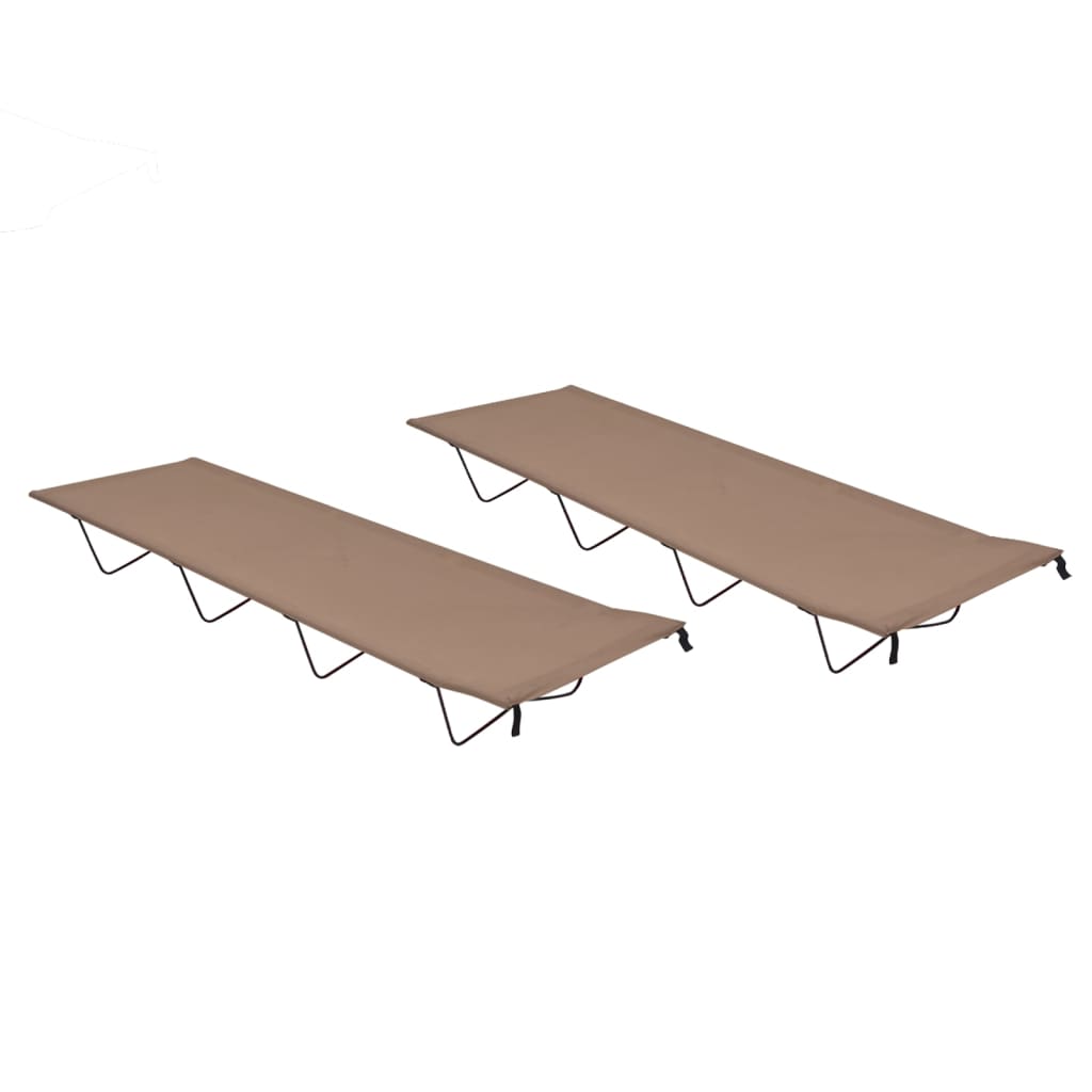 Campingbedden 2 st 180x60x19 cm oxford stof en staal taupe is nu te koop bij PeponiXL, paradijselijk wonen!