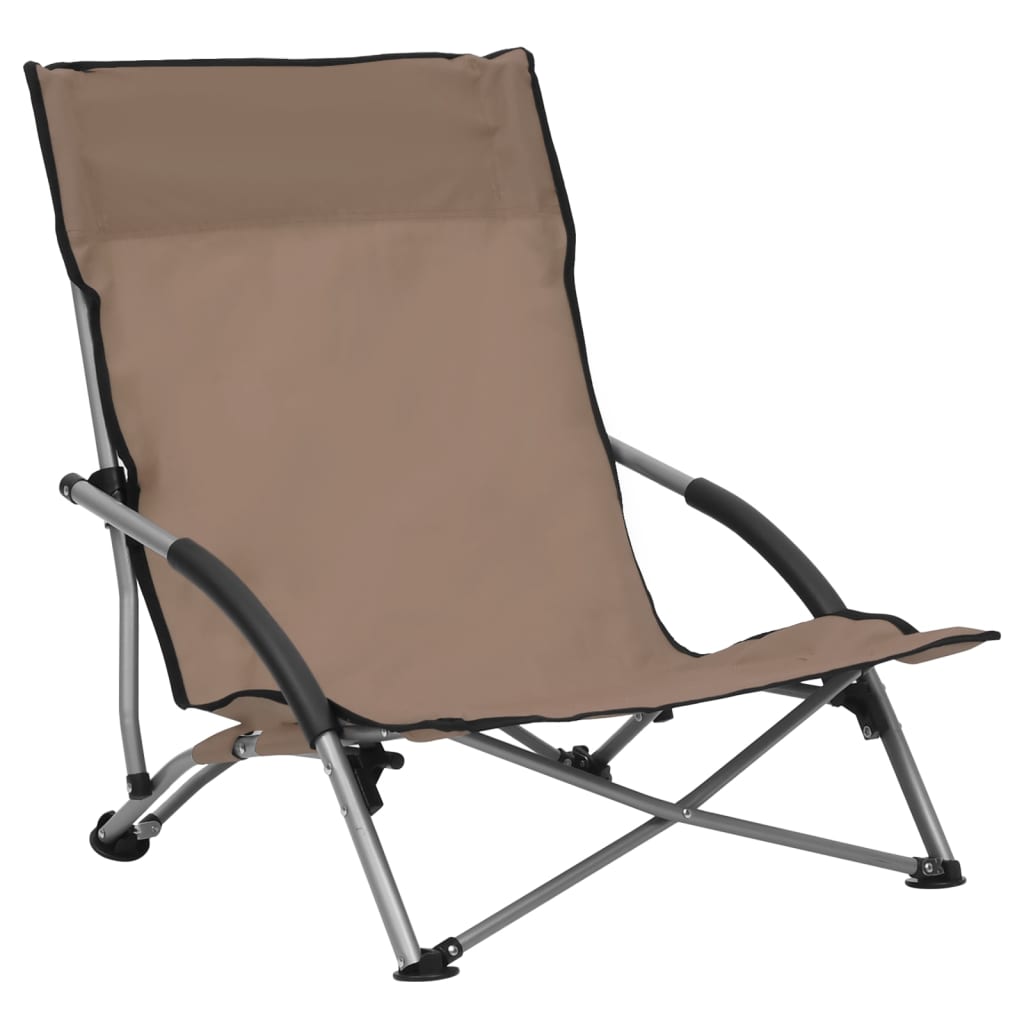 Strandstoelen 2 st inklapbaar stof taupe is nu te koop bij PeponiXL, paradijselijk wonen!