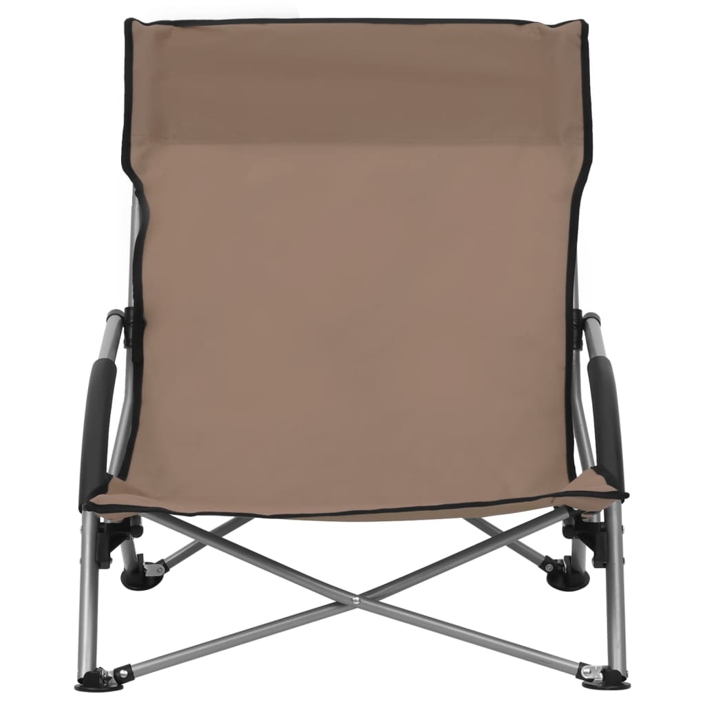 Strandstoelen 2 st inklapbaar stof taupe is nu te koop bij PeponiXL, paradijselijk wonen!