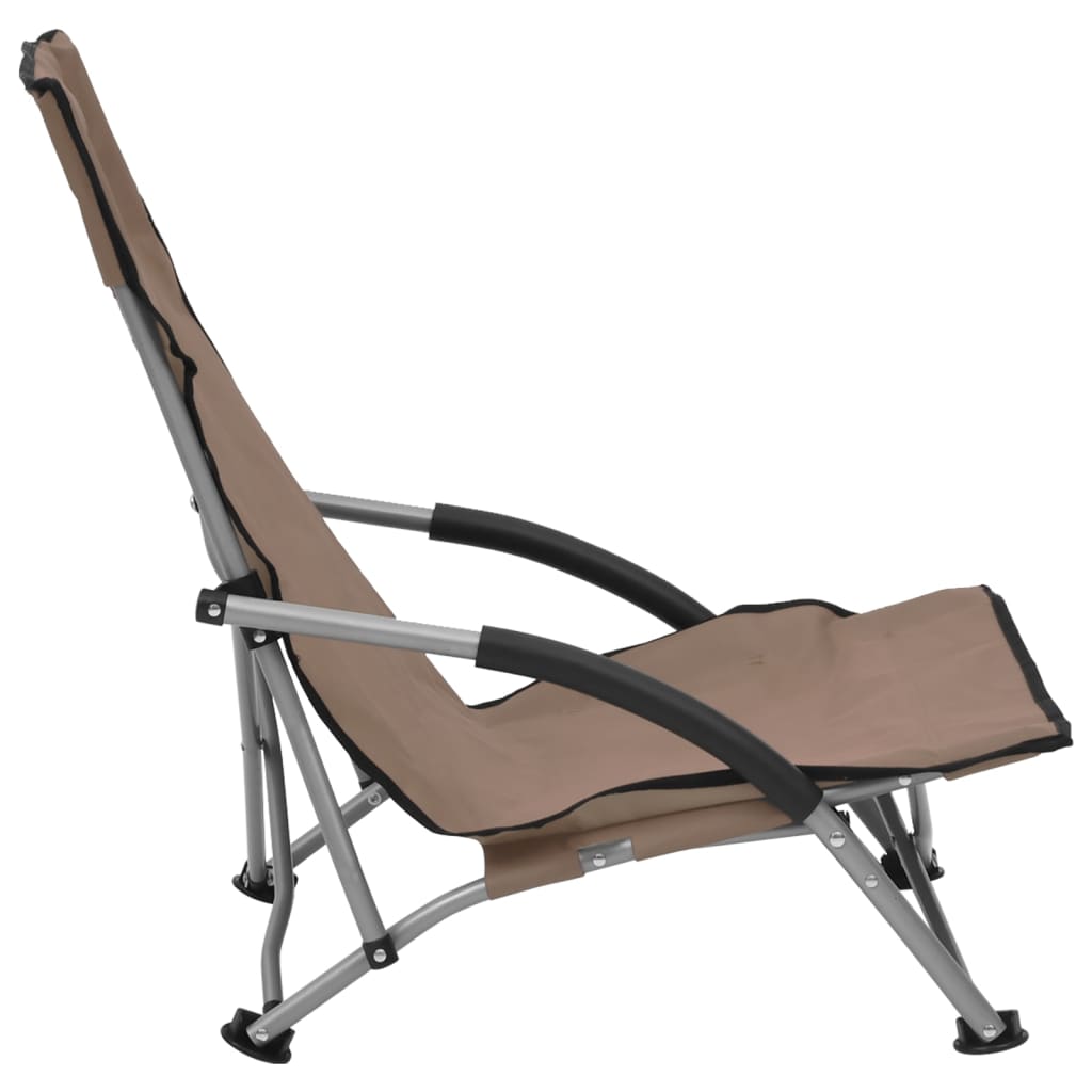Strandstoelen 2 st inklapbaar stof taupe is nu te koop bij PeponiXL, paradijselijk wonen!