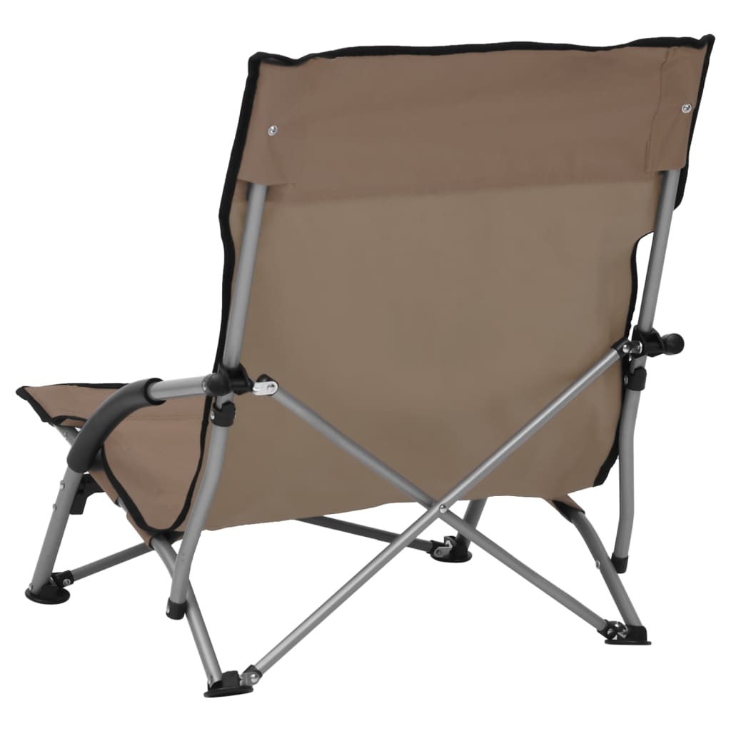 Strandstoelen 2 st inklapbaar stof taupe is nu te koop bij PeponiXL, paradijselijk wonen!