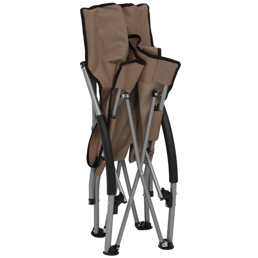 Strandstoelen 2 st inklapbaar stof taupe is nu te koop bij PeponiXL, paradijselijk wonen!