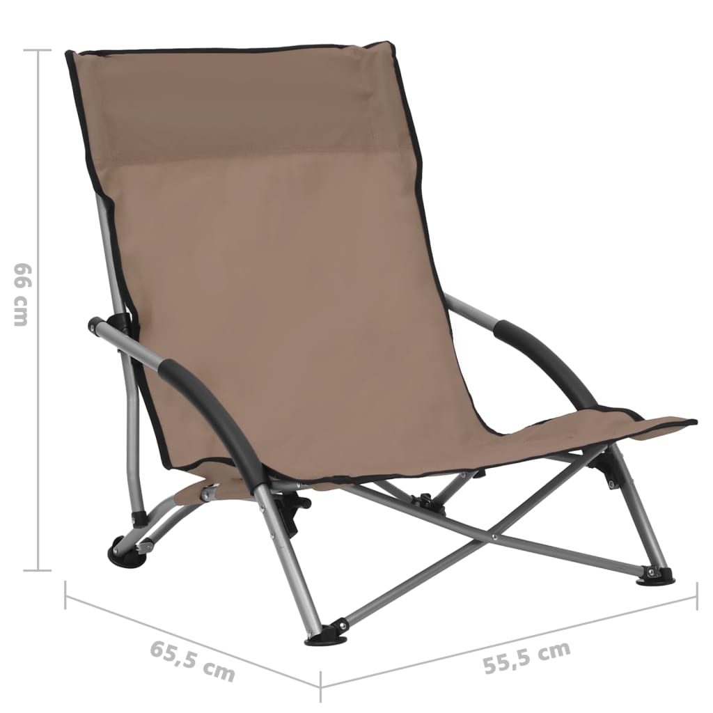 Strandstoelen 2 st inklapbaar stof taupe is nu te koop bij PeponiXL, paradijselijk wonen!