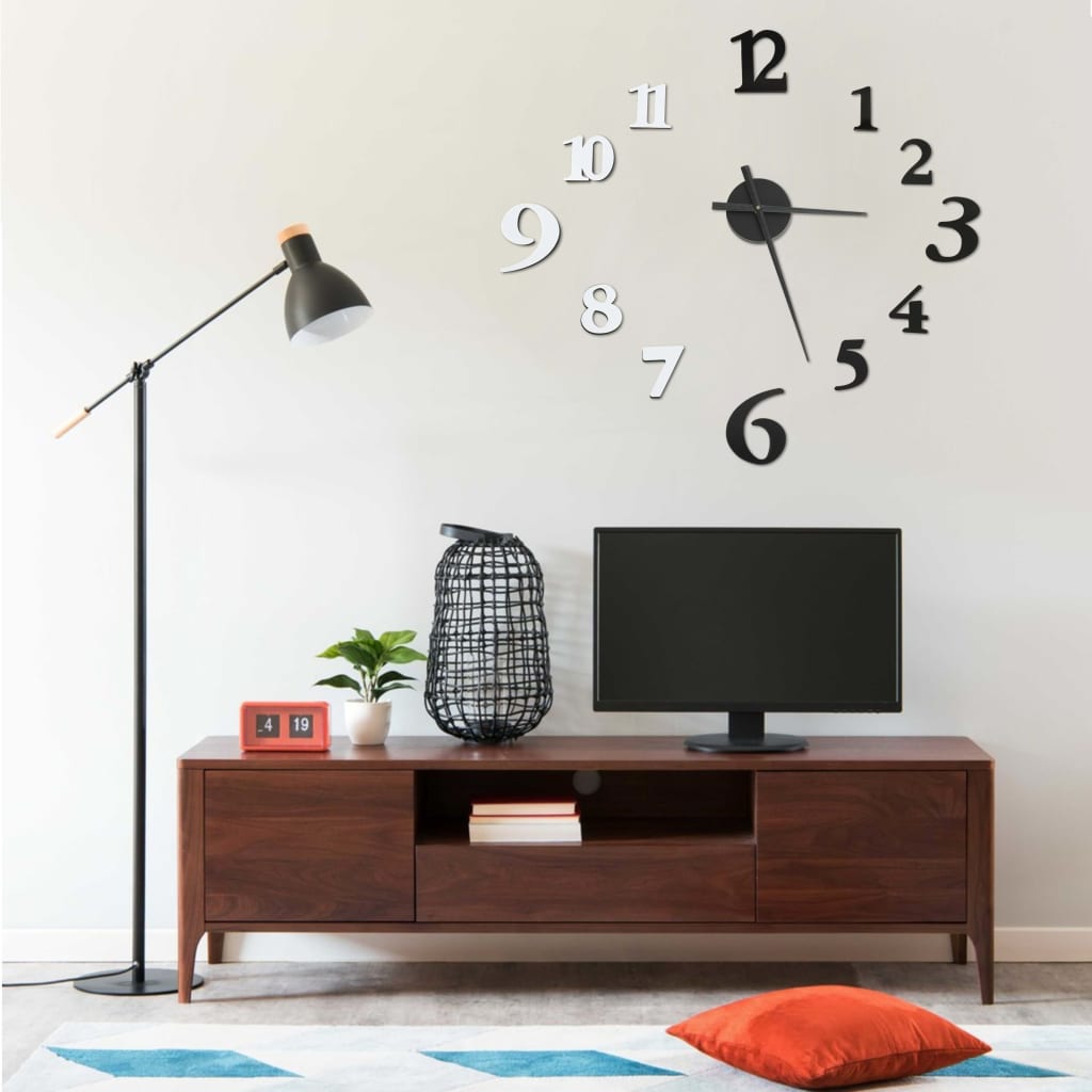 3D-wandklok modern XXL 100 cm zwart en wit is nu te koop bij PeponiXL, paradijselijk wonen!