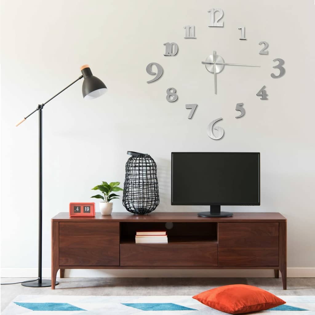 3D-wandklok modern XXL 100 cm zilverkleurig is nu te koop bij PeponiXL, paradijselijk wonen!