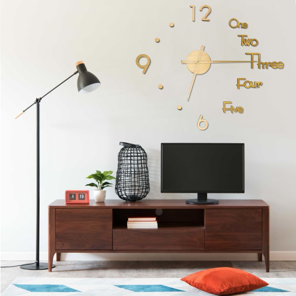 3D-wandklok modern XXL 100 cm goudkleurig is nu te koop bij PeponiXL, paradijselijk wonen!