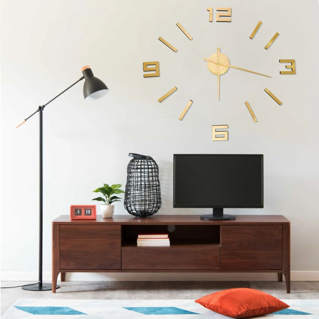 3D-wandklok modern XXL 100 cm goudkleurig is nu te koop bij PeponiXL, paradijselijk wonen!